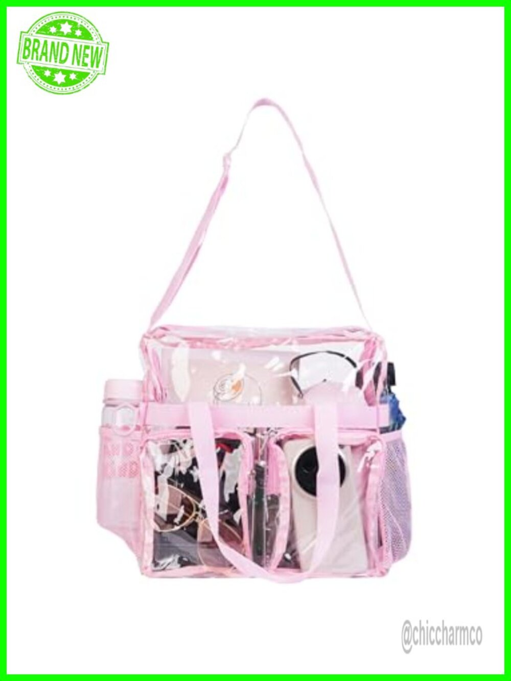 Clear Tote Bag Stadium Approved Zipper Crossbody Adjustable Strap PVC